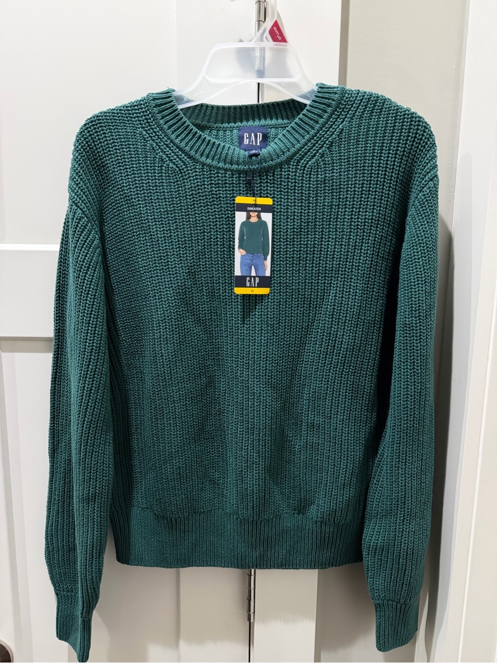 NWT Gap Shaker Stitch Forest Green Crewneck Sweater - Size M